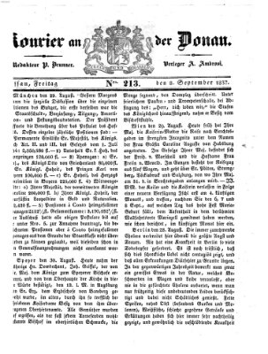 Kourier an der Donau (Donau-Zeitung) Freitag 8. September 1837