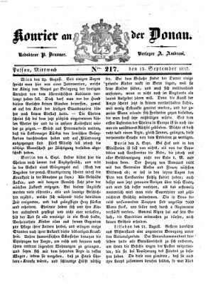 Kourier an der Donau (Donau-Zeitung) Mittwoch 13. September 1837