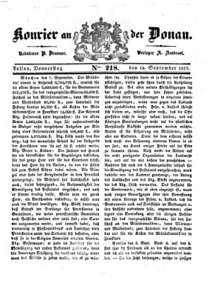 Kourier an der Donau (Donau-Zeitung) Donnerstag 14. September 1837