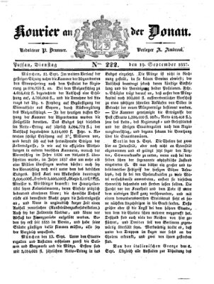 Kourier an der Donau (Donau-Zeitung) Dienstag 19. September 1837