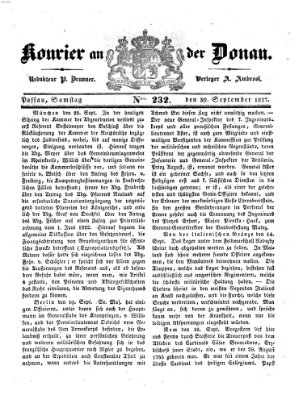 Kourier an der Donau (Donau-Zeitung) Samstag 30. September 1837