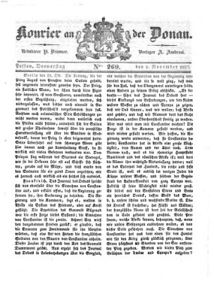 Kourier an der Donau (Donau-Zeitung) Donnerstag 2. November 1837