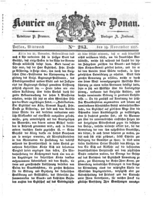 Kourier an der Donau (Donau-Zeitung) Mittwoch 29. November 1837