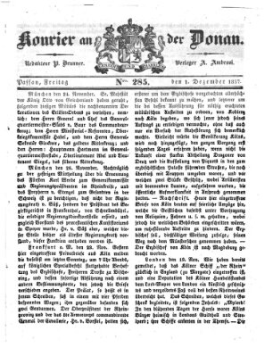 Kourier an der Donau (Donau-Zeitung) Freitag 1. Dezember 1837