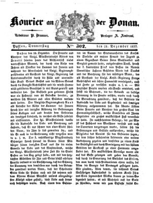 Kourier an der Donau (Donau-Zeitung) Donnerstag 21. Dezember 1837