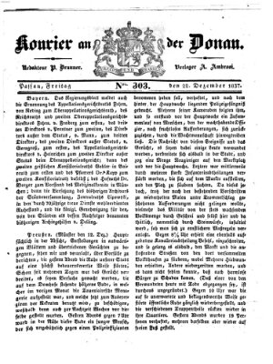 Kourier an der Donau (Donau-Zeitung) Freitag 22. Dezember 1837