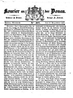 Kourier an der Donau (Donau-Zeitung) Mittwoch 27. Dezember 1837