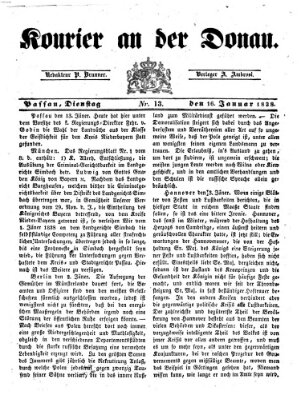 Kourier an der Donau (Donau-Zeitung) Dienstag 16. Januar 1838