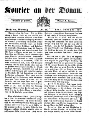 Kourier an der Donau (Donau-Zeitung) Montag 5. Februar 1838