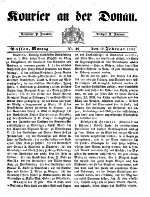 Kourier an der Donau (Donau-Zeitung) Montag 19. Februar 1838