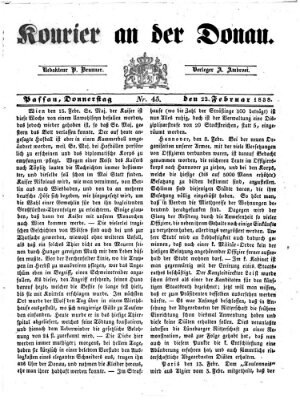 Kourier an der Donau (Donau-Zeitung) Donnerstag 22. Februar 1838