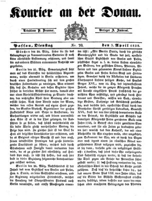 Kourier an der Donau (Donau-Zeitung) Dienstag 3. April 1838