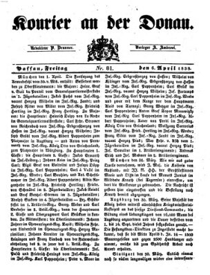 Kourier an der Donau (Donau-Zeitung) Freitag 6. April 1838