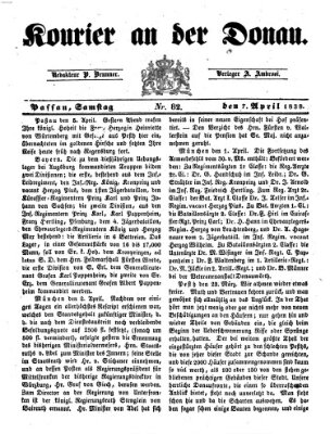 Kourier an der Donau (Donau-Zeitung) Samstag 7. April 1838