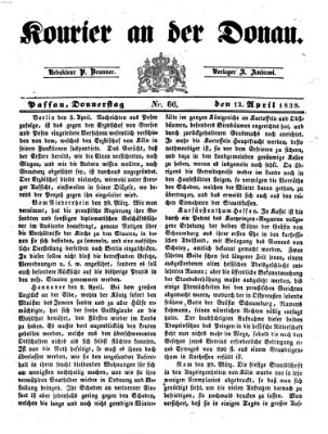 Kourier an der Donau (Donau-Zeitung) Donnerstag 12. April 1838