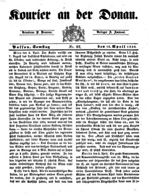 Kourier an der Donau (Donau-Zeitung) Samstag 14. April 1838