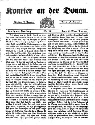 Kourier an der Donau (Donau-Zeitung) Freitag 20. April 1838