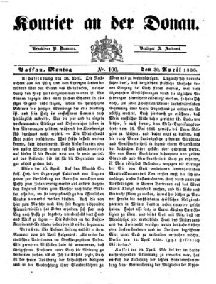 Kourier an der Donau (Donau-Zeitung) Montag 30. April 1838