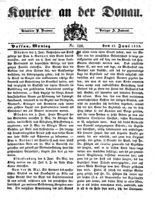 Kourier an der Donau (Donau-Zeitung) Montag 11. Juni 1838