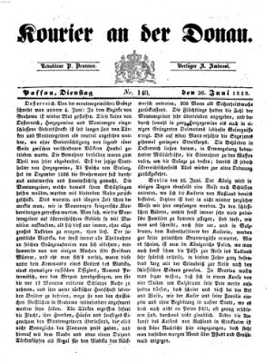 Kourier an der Donau (Donau-Zeitung) Dienstag 26. Juni 1838