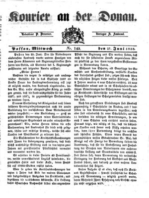 Kourier an der Donau (Donau-Zeitung) Mittwoch 27. Juni 1838