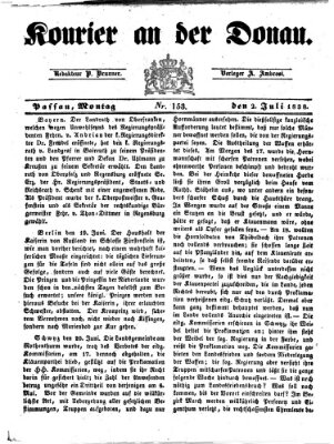 Kourier an der Donau (Donau-Zeitung) Montag 2. Juli 1838