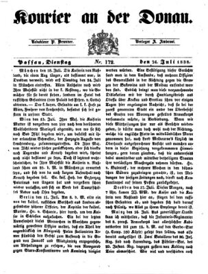 Kourier an der Donau (Donau-Zeitung) Dienstag 24. Juli 1838