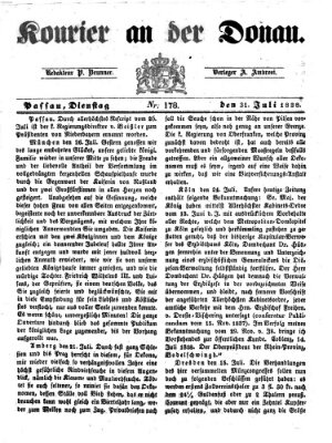 Kourier an der Donau (Donau-Zeitung) Dienstag 31. Juli 1838