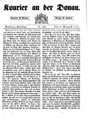 Kourier an der Donau (Donau-Zeitung) Freitag 10. August 1838