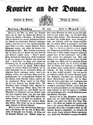 Kourier an der Donau (Donau-Zeitung) Samstag 18. August 1838