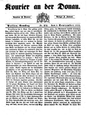 Kourier an der Donau (Donau-Zeitung) Samstag 8. September 1838