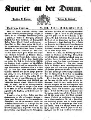 Kourier an der Donau (Donau-Zeitung) Freitag 14. September 1838