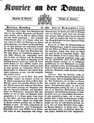 Kourier an der Donau (Donau-Zeitung) Samstag 22. September 1838