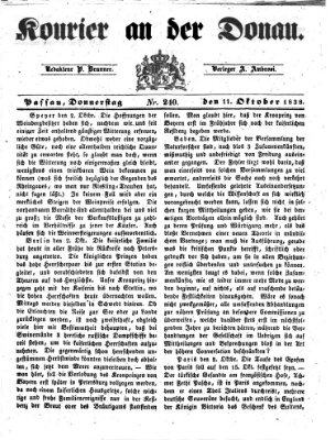 Kourier an der Donau (Donau-Zeitung) Donnerstag 11. Oktober 1838