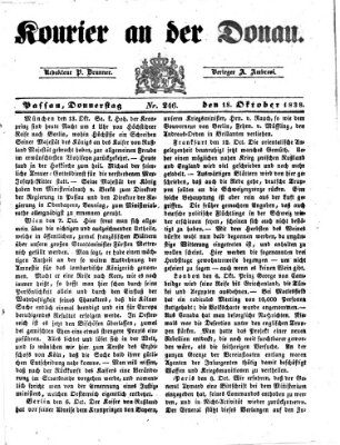 Kourier an der Donau (Donau-Zeitung) Donnerstag 18. Oktober 1838