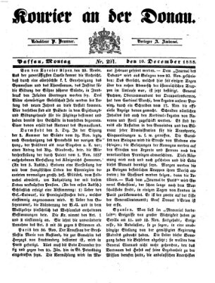 Kourier an der Donau (Donau-Zeitung) Montag 10. Dezember 1838