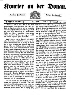 Kourier an der Donau (Donau-Zeitung) Montag 31. Dezember 1838