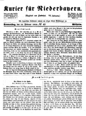 Kurier für Niederbayern Donnerstag 10. Februar 1853