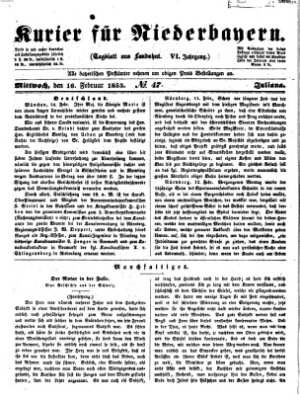 Kurier für Niederbayern Mittwoch 16. Februar 1853