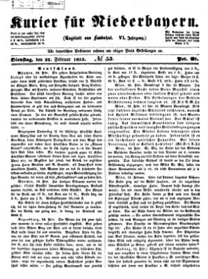 Kurier für Niederbayern Dienstag 22. Februar 1853