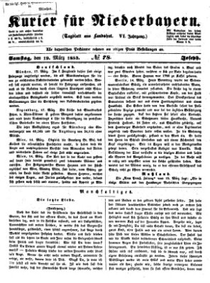 Kurier für Niederbayern Samstag 19. März 1853