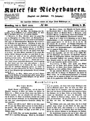 Kurier für Niederbayern Samstag 2. April 1853