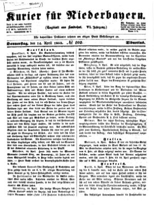 Kurier für Niederbayern Donnerstag 14. April 1853