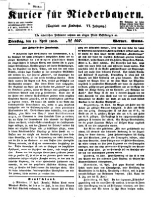 Kurier für Niederbayern Dienstag 19. April 1853