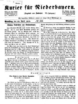 Kurier für Niederbayern Samstag 23. April 1853