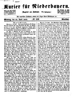 Kurier für Niederbayern Montag 25. April 1853