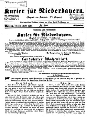 Kurier für Niederbayern Montag 20. Juni 1853