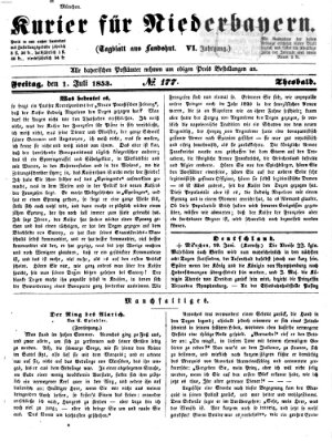 Kurier für Niederbayern Freitag 1. Juli 1853