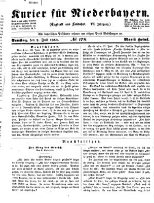 Kurier für Niederbayern Samstag 2. Juli 1853