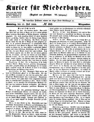 Kurier für Niederbayern Sonntag 17. Juli 1853